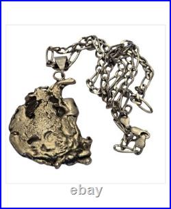 Hand Tooled Navajo Freeform Royston Turquoise Sterling Silver Necklace