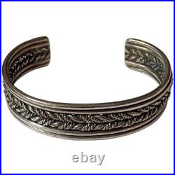Hand Woven Vintage Navajo Sterling Silver Bracelet Cuff