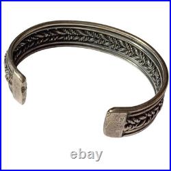 Hand Woven Vintage Navajo Sterling Silver Bracelet Cuff