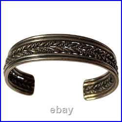 Hand Woven Vintage Navajo Sterling Silver Bracelet Cuff