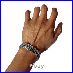 Hand Woven Vintage Navajo Sterling Silver Bracelet Cuff