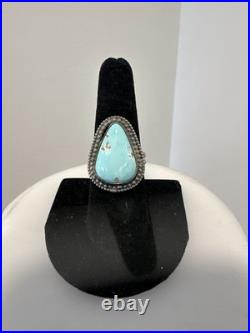 Handmade. 925 Size 8.5 Native American Carico Lake Ring. Turquoise