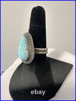 Handmade. 925 Size 8.5 Native American Carico Lake Ring. Turquoise