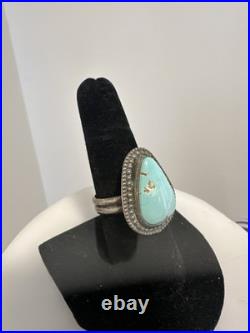 Handmade. 925 Size 8.5 Native American Carico Lake Ring. Turquoise