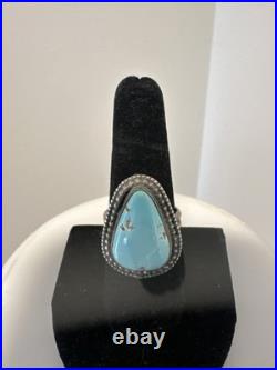 Handmade. 925 Size 8.5 Native American Carico Lake Ring. Turquoise
