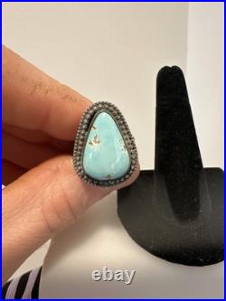 Handmade. 925 Size 8.5 Native American Carico Lake Ring. Turquoise