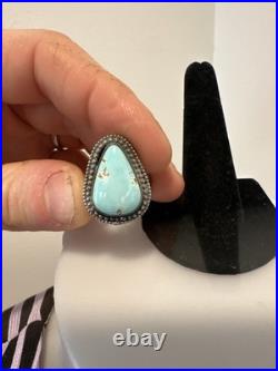 Handmade. 925 Size 8.5 Native American Carico Lake Ring. Turquoise