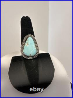 Handmade. 925 Size 8.5 Native American Carico Lake Ring. Turquoise