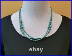 Handmade Navajo Long or Graduated Turquoise Bead Necklace
