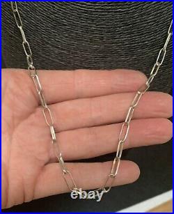 Handmade Navajo Sterling Silver Paper Clip Chain Necklace 24 Inches Long