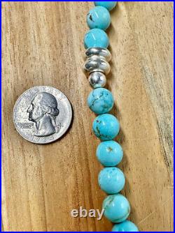 Handmade Navajo Sterling Silver Sleeping Beauty Turquoise Necklace Bead 80g