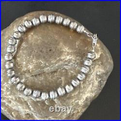Handmade Stamped Navajo Pearls 6mm Beads 8 Sterling Silver Bracelet 17447