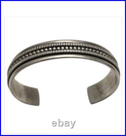 Handwrought Vintage Navajo Ribbed Cable Sterling Silver Bracelet