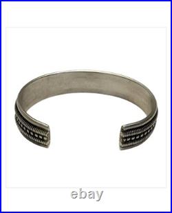 Handwrought Vintage Navajo Ribbed Cable Sterling Silver Bracelet