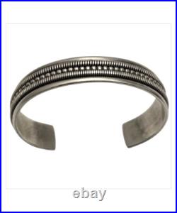 Handwrought Vintage Navajo Ribbed Cable Sterling Silver Bracelet