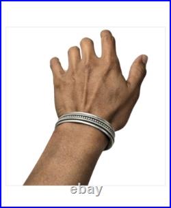 Handwrought Vintage Navajo Ribbed Cable Sterling Silver Bracelet