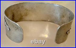 Heavy Navajo Sterling Silver Turquoise Nugget Leaf Cuff Bracelet 29.17g