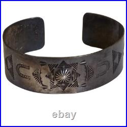 Historic Fred Harvey Era 1930s Navajo Sterling Silver Repousse Star Bracelet