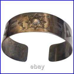 Historic Fred Harvey Era 1930s Navajo Sterling Silver Repousse Star Bracelet