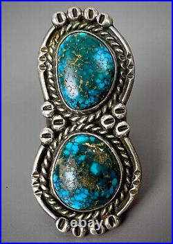 Huge GORGEOUS Vintage Navajo Sterling Silver High Grade Spiderweb Turquoise Ring