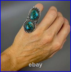 Huge GORGEOUS Vintage Navajo Sterling Silver High Grade Spiderweb Turquoise Ring
