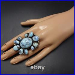 Huge Gorgeous NAVAJO Sterling Silver RARE GOLDEN HILLS TURQUOISE RING size 8.5