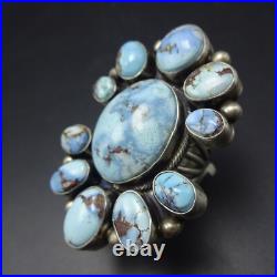 Huge Gorgeous NAVAJO Sterling Silver RARE GOLDEN HILLS TURQUOISE RING size 8.5