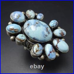 Huge Gorgeous NAVAJO Sterling Silver RARE GOLDEN HILLS TURQUOISE RING size 8.5