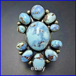 Huge Gorgeous NAVAJO Sterling Silver RARE GOLDEN HILLS TURQUOISE RING size 8.5