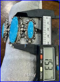 Huge Native American Blue Turquoise & Sterling Cuff 6.75 49 Grams