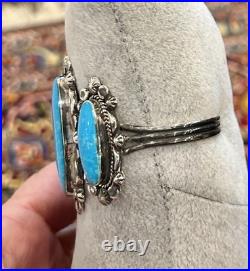 Huge Native American Blue Turquoise & Sterling Cuff 6.75 49 Grams