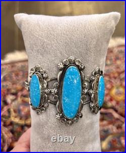 Huge Native American Blue Turquoise & Sterling Cuff 6.75 49 Grams