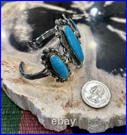 Huge Native American Blue Turquoise & Sterling Cuff 6.75 49 Grams