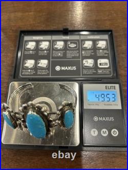 Huge Native American Blue Turquoise & Sterling Cuff 6.75 49 Grams