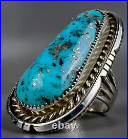 Huge Navajo Sterling Silver High Grade Persian Turquoise Ring INCREDIBLE