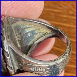 Huge Vintage Navajo Sterling Silver Mens Ring Size 10 Turquoise 16.8g