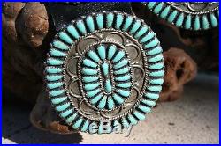 IN Signed Sterling Silver & Turquoise Concho Navajo Belt