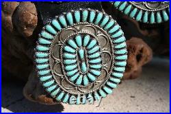 IN Signed Sterling Silver & Turquoise Concho Navajo Belt