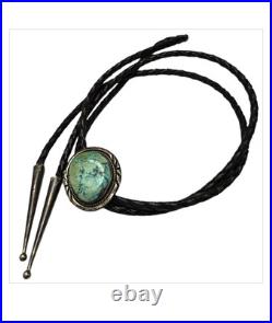 Impeccable Eugene Belone Navajo Carico Lake Turquoise Sterling Silver Bolotie Impeccable Eugene Belone Navajo Carico Lake Turquoise Sterling Silver Bolotie