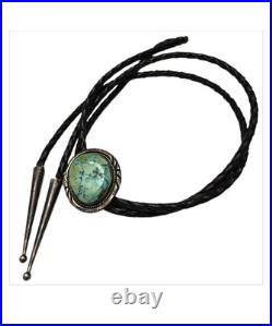 Impeccable Eugene Belone Navajo Carico Lake Turquoise Sterling Silver Bolotie Impeccable Eugene Belone Navajo Carico Lake Turquoise Sterling Silver Bolotie