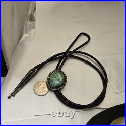Impeccable Eugene Belone Navajo Carico Lake Turquoise Sterling Silver Bolotie Impeccable Eugene Belone Navajo Carico Lake Turquoise Sterling Silver Bolotie