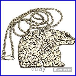 Important CLARENCE LEE NAVAJO STERLING SILVER Bear PIN BROOCH Pendant Necklace