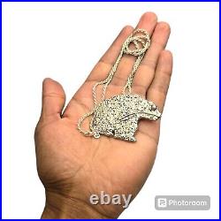 Important CLARENCE LEE NAVAJO STERLING SILVER Bear PIN BROOCH Pendant Necklace