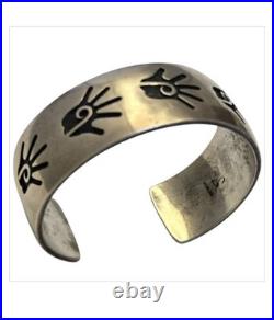 Important Deceased John Shopteese Navajo Sterling Silver handprint Bracelet