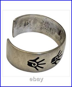 Important Deceased John Shopteese Navajo Sterling Silver handprint Bracelet