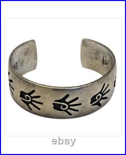 Important Deceased John Shopteese Navajo Sterling Silver handprint Bracelet Important Deceased John Shopteese Navajo Sterling Silver handprint Bracelet