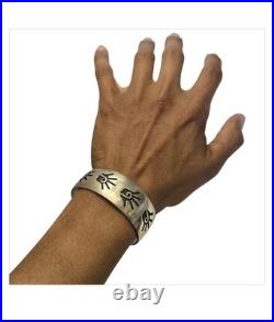 Important Deceased John Shopteese Navajo Sterling Silver handprint Bracelet