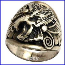 Important Deceased Leo Harvey 1935-2010 Navajo STERLING Silver EAGLE RINGSz12