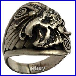 Important Deceased Leo Harvey 1935-2010 Navajo STERLING Silver EAGLE RINGSz12