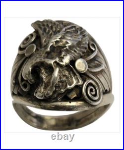 Important Deceased Leo Harvey 1935-2010 Navajo STERLING Silver EagleRINGSz13.5